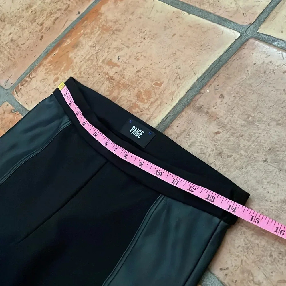 Price Drop 🔷 PAIGE Vegan Leather Tuxedo Small Black Leggings - Picture 3 of 7